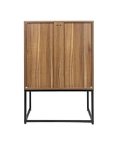 2 Door high cabinet, rattan, Built-in adjustable shelf, Free Standing Cabinet for Living Room Bedroom