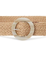 Lauren Ralph Woven Jute Faux-Horn-Buckle Wide Belt