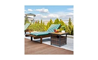 Outdoor Side Table with Umbrella Hole & Storage Space Perfect for Patio, Deck, or Garden Use