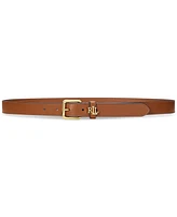 Lauren Ralph Logo-Keeper Leather Skinny Belt