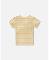 Deux par Toddler Girls Crinkle Top With Applique Pale Yellow And White - Toddler|Child