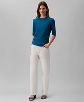 Calvin Klein Women's Textured-Knit 3/4-Sleeve Top