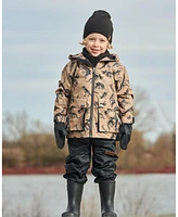 Deux par Baby Boys 3-In-1 Mid-Season Outerwear Set Black Dinosaur On Beige Background