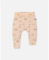 Deux par Baby Girls Organic Cotton Evolutive Pant Peach Printed Pears