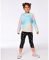 Deux par Big Girls Printed Long Sleeve Top Multicolored Tie Dye