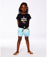 Deux par Toddler Girls Organic Cotton Tee With Print And Knot Black Multicolored - Toddler|Child