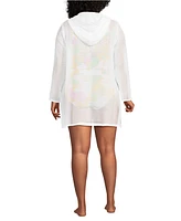 Lands' End Women's Plus Rayon Rib Hooded Mini Cover-up Dress