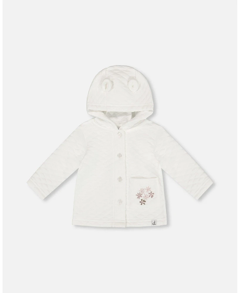 Deux par Baby Girls Quilted Jacket With Hood Snow White