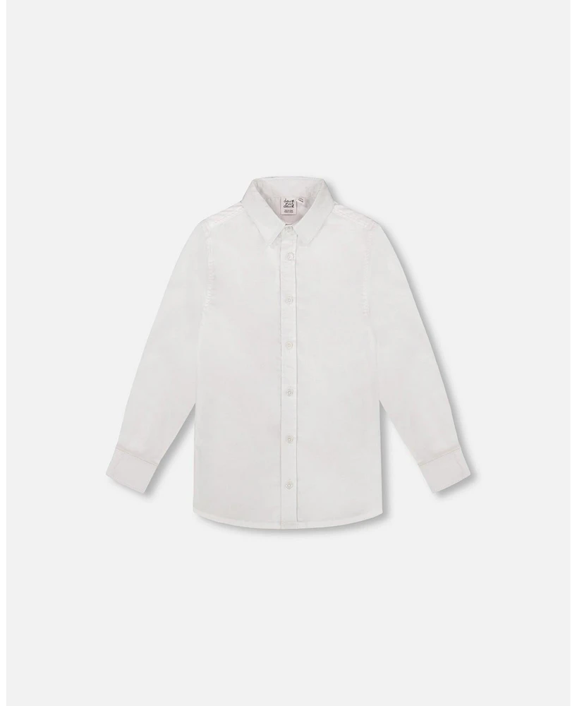 Deux par Big Boys Long Sleeve Button Down Shirt White