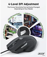 acer Wired Mouse, 4 Adjustable Dpi Usb Computer Mouse with Side Buttons, 5FT Cord Ergonomic Mouse, 6 Buttons, 3200 Dpi Optical Mouse, Compatible with