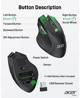 acer Wireless Mouse for Laptop, 3 Adjustable Dpi Computer Mouse Wireless with 2.4GHz with Usb Mini Receiver, 6 Buttons, 1600 Dpi Ergonomic Mouse, Comp