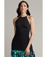 Tadashi Shoji Selena Neoprene Sequin-Fringe Mini Dress