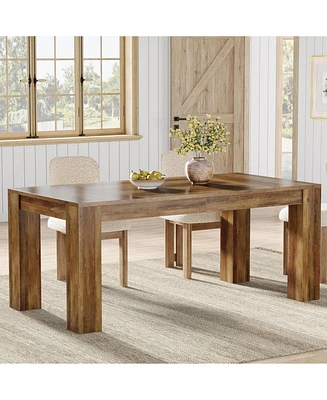 Tribesigns 63-Inch Dining Table for 4-6 People, Rectangular Kitchen Dinner Table, Farmhouse Wooden Eating Table for Home Kitchen, Dining Room