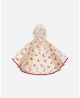 Deux par Deux Girl Red Cherry Printed Rain Cape - Toddler|Child