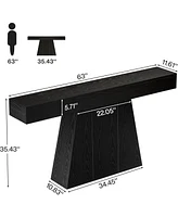 Tribesigns 63" Black Console Table, Farmhouse Entryway Table with Trapezoidal Base, Narrow Long Wood Sofa Table Behind Couch Table for Entrance, Hallw