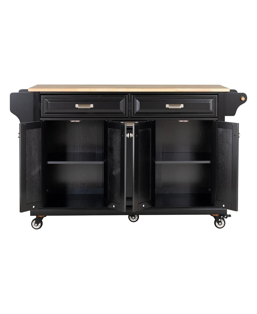 Kitchen Island with Wooden Top and Spacious Storage Options