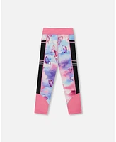 Deux par Girl Printed Athletic Leggings Pink, Blue And Butterflies - Toddler|Child