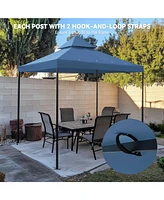 Yescom 10x10Ft UV30+ Gazebo Replacement Top for 2 Tier Outdoor Canopy Cover Patio Backyard Party Deck Blue