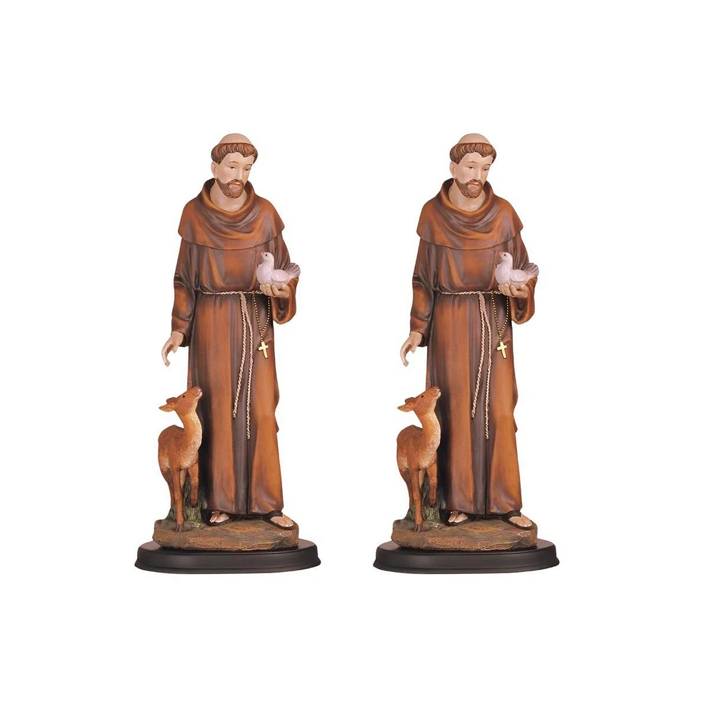 2-pc Set" Fc Design 5"H Saint Francis with Deer and Dove Statue St. Francis of Assisi Holy Figurine Statue Ornament Home Room Office Decor and Perfec