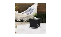 Outdoor Patio Wicker Side Table Stylish and Durable for Garden, Deck, or Use