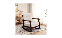 Outdoor Rocking Chair with Detachable Washable Cushions Comfortable and Durable Rocker for Patio or Garden