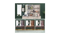 6 Drawers, 2 Shelves, 3 Light Bulbs Mirror Cabinet Dressing Table Set Elegant Vanity with Ample Storage and Led Lighting