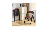 Set of 2 Wooden Folding Chairs with Padded Seats for Dining, Patio, or Outdoor Use