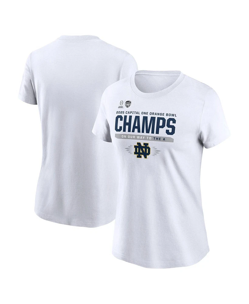 Nike Women's White Notre Dame Fighting Irish College Football Playoff 2025 Orange Bowl Champions Locker Room T-Shirt