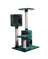 Armarkat Real Wood Cat Tree Condo House With 2 Private Condos 43" Green A4301