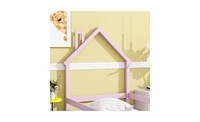 House-Shaped Headboard Floor Bed with Fences for Cozy and Playful Kids' Room Design