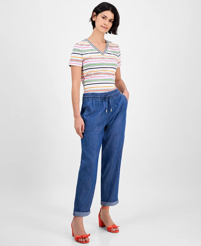 Nautica Jeans Women's Chambray Cuffed Jogger Pants