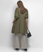 Dkny Womens Perforated Long Sleeve Anarak Jacket Front Seam Pull On Trousers Textured Knit Short Sleeve Crewneck Top