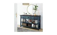 Retro Console Table with Two Open Shelves for Entryway, Living Room or Hallway Decor