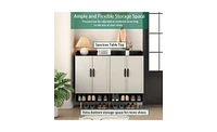 Shoe Cabinet with 4 Doors Large Modern Shoe Storage Organizer Cabinet with Adjustable Shelves for Entryway Shoe Rack Cabinet for Closet