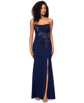 Betsy & Adam Women's Embroidered Strapless Gown