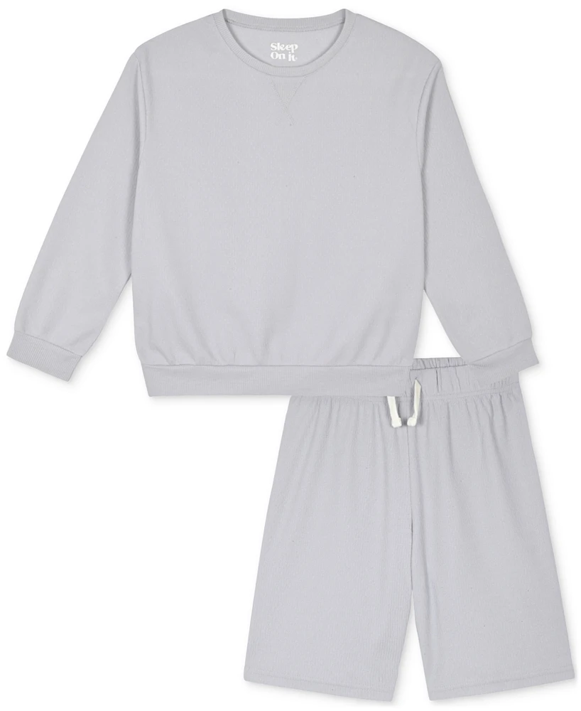 Max & Olivia Big Boys Long-Sleeve Shorts Pajama Set