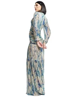 Dress the Population Women's Lucille Printed Ruched Gown