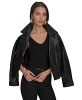 Donna Karan New York Women's Asymmetric Leather Moto Jacket