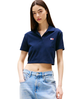Tommy Jeans Women's Crop Badge Short-Sleeve Polo Top