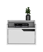 Winchester Floating Nightstand, Modern Dual-Tier Design with Spacious Single Drawer Storage