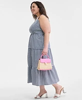 On 34th Trendy Plus Gingham Seersucker Midi Dress, Exclusively at Macy's