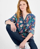 Tommy Hilfiger Women's Floral Split-Neck Top