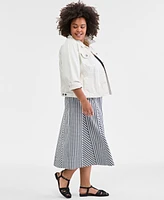 On 34th Trendy Plus Gingham Seersucker Midi Skirt, Exclusively at Macy's