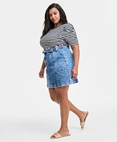 On 34th Trendy Plus Denim Utility Mini Skirt, Exclusively at Macy's