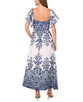 1.state Women's Printed Eyelet Short-Sleeve Dress