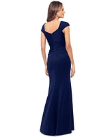 Xscape Women's Asymmetric-Neck Side-Slit Gown