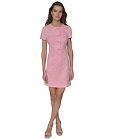 Karl Lagerfeld Paris Women's Tweed Crewneck Short-Sleeve Sheath Dress