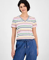 Nautica Jeans Women's Striped V-Neck T-Shirt