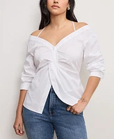 Good American Women's Off-The-Shoulder Long-Sleeve Top