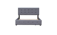 Upholstered Platform Bed with Classic Headboard and 4 Storage Drawers for Bedroom Organization